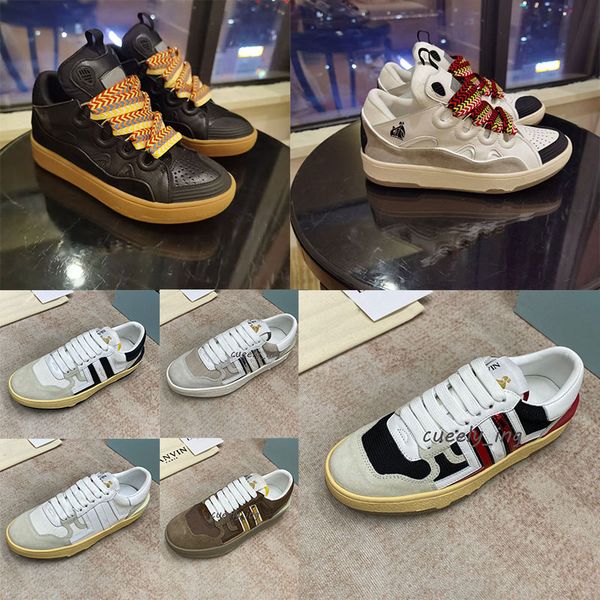 

new lan fashion catwalk casual shoes for men and women flat stitching color low waist hip-hop shoes luxury designer oversized leather vin br, Black