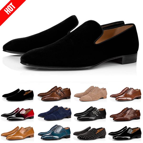 

2022 men dress shoes loafers mens luxury designer casual sneakers fashion leather patent spikes wedding father's day dresses loafer sho, Black