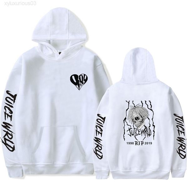 

print juice wrld hoodies men women sweatshirts hooded hip hop fashion hoodie boys girls white pullovers 210726, Black