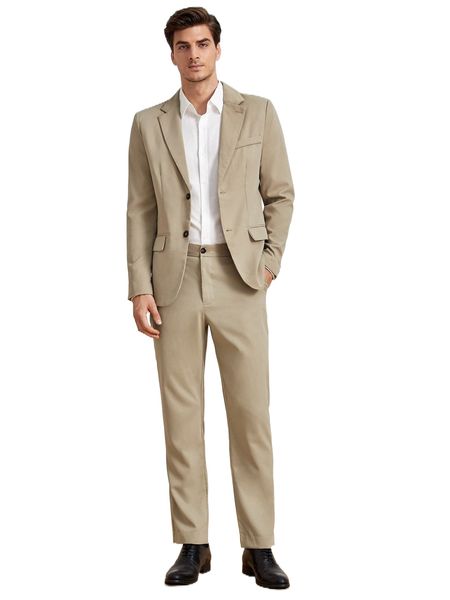 

men single breasted flap detail blazer & tailored pants s2af#, White;black