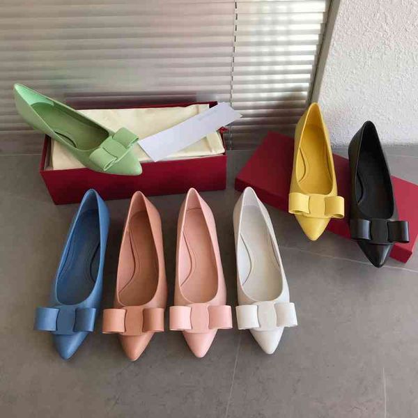 

sandals feijia flat shoes pointed bow single sheepskin women's shallow mouth spring style, Black