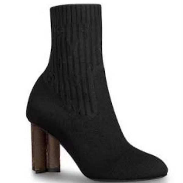 

boots women designer stretch fabric high heels boot stivaletto silhouette strange heel round head leather fashionable comfortable 268x, Black