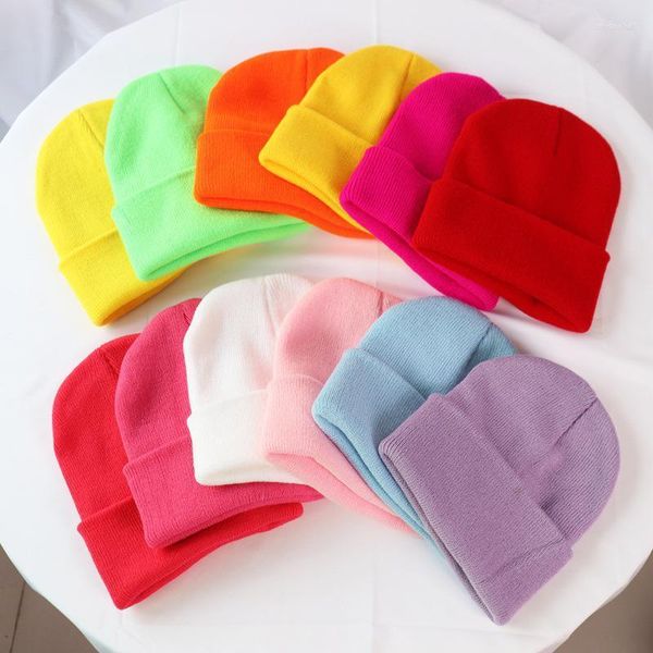 Beanie/Schädelkappen 2022 Candy Farbe Winter Hüte Frauen Männer Beanies Gestrickte Solide Hut Mädchen Herbst Weibliche Beanie Warme Motorhaube beiläufige Kappe Wholesa