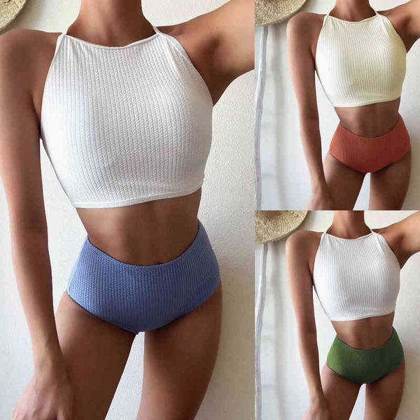 

designer women' swimsuit bikini look swimsuit solid color high waist strap bikini swimsuit women, Red;black