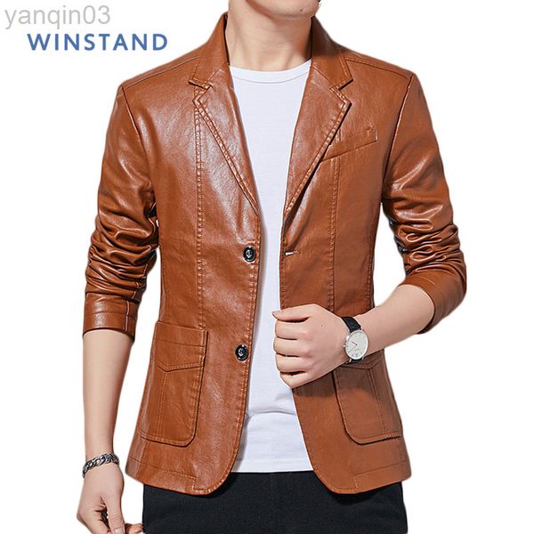 Winstand Men Winter Leather Jacket Men Casual Fashion Jackets Осень PU Oversoat Новое плюс размер 4xl Solid Motorcycle 2022 L220801