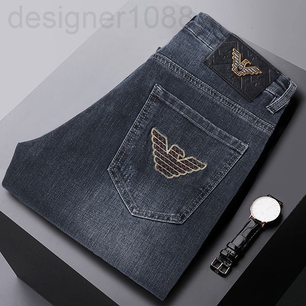 

men's jeans designer 2022 spring jeans men's fashion elastic slim fit small foot straight pants eg2x, Blue