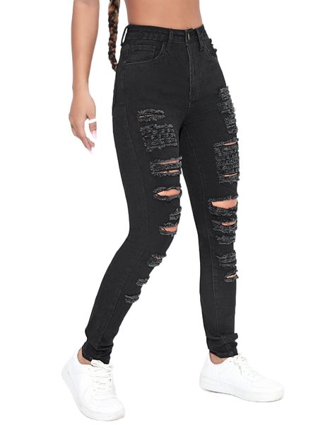 

cut out ripped frayed skinny jeans a0fm#, Blue