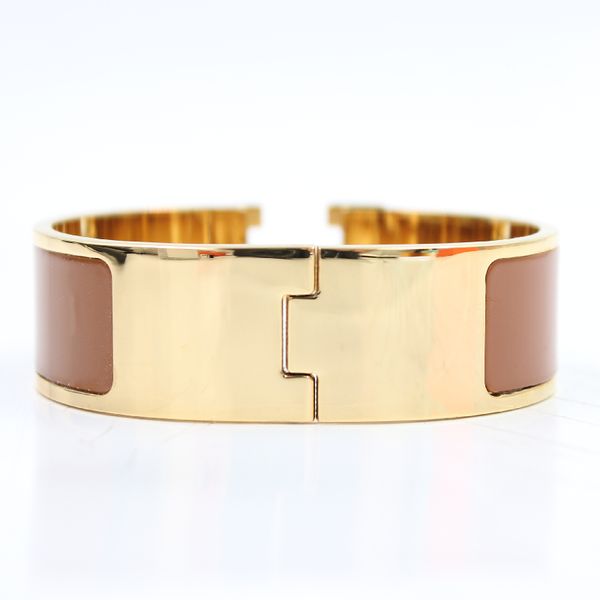 

cuff stainless steel 18mm width classic gold bracelet women men enamel bangle h orange jewelry wholesale, White