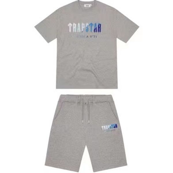 

luxury mens trapstar t shirt short sleeve print outfit chenille summer t-shirts crew neck breathable tracksuit black cotton london streetwea, White;black