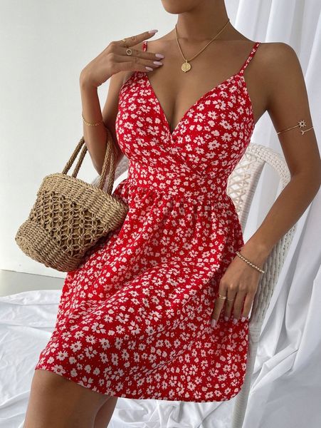 

ditsy floral cami dress 32cz#, Black;gray