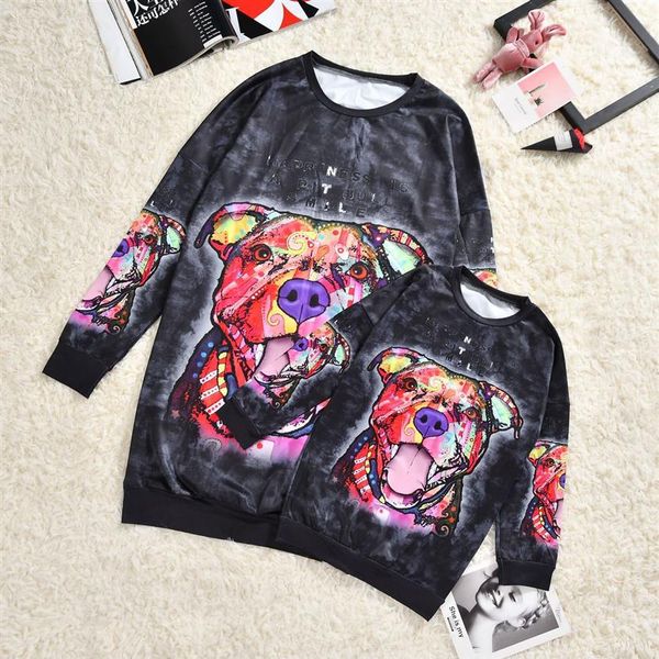 

2021 mother daughter sweater dresses 2018 family matching outfits mommy and me cartoon clothes family dog look a206317p, Blue