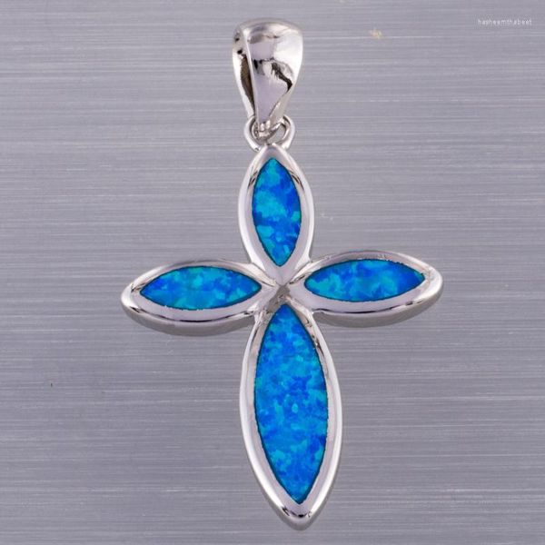 Collane con ciondolo Infinity Cross Ocean Blue Fire Opal Gioielli in argento placcato per collana da donna Collane con ciondolo Ciondolo