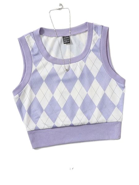 

argyle pattern tank z8bx#, White