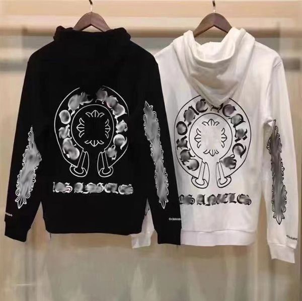 

classic loose mens hoodie ch brand sweatshirts designer horseshoe sanskrit print luxury zipper jacket fashion pullover hooded coat women sw, Black