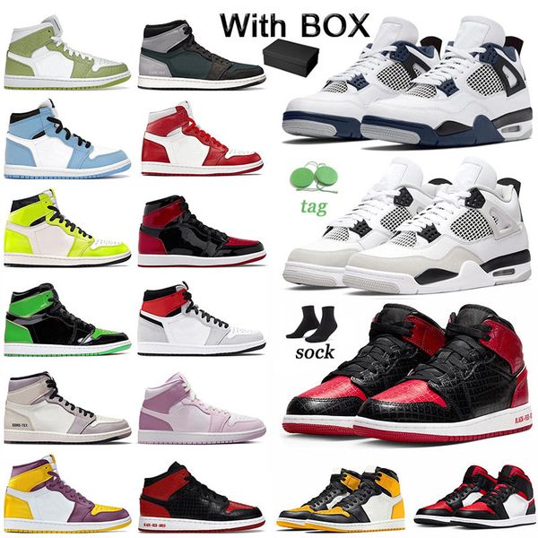 

designer mens j 1s size 13 basketball shoes jumpman 1 new patent green mid bred 4 4s military black midnight navy white cement royalty blue
