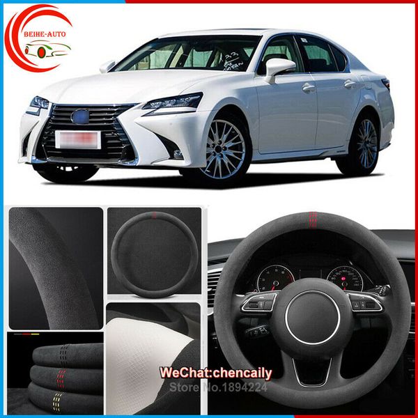 

for lexus gs300 black alcantara car steering wheel cover all seasons suede case