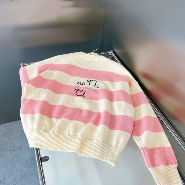 

pink sweater 2022 women sweatshirts women's designer clothers autumn winter new stripe embroidery long sleeve size s  l, White;black