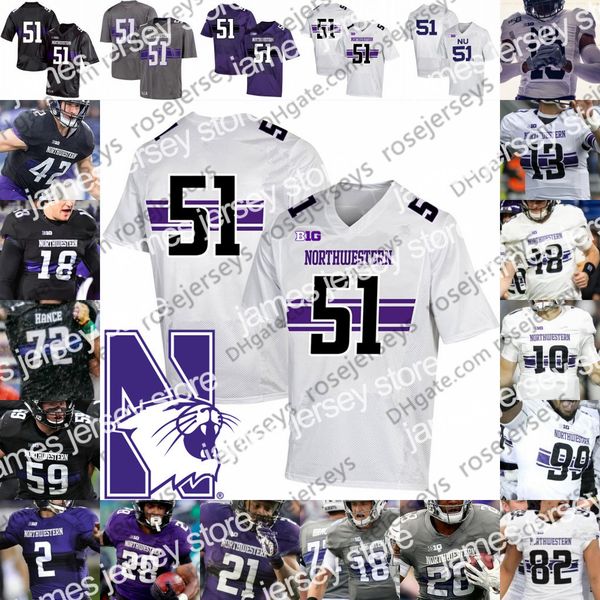 

american college football wear 2019 northwestern #8 kyric mcgowan 12 jj jefferson 19 riley lees 20 john moten iv 88 bennett skowronek 150th, Black