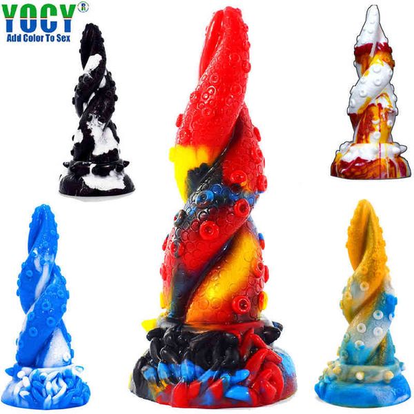 Nxy Dildos Yocy Liquid Silicone Skin Fun Prodotti per adulti Women s Simulato Ice Cream Penis Men s Backyard Anal Plug 0316