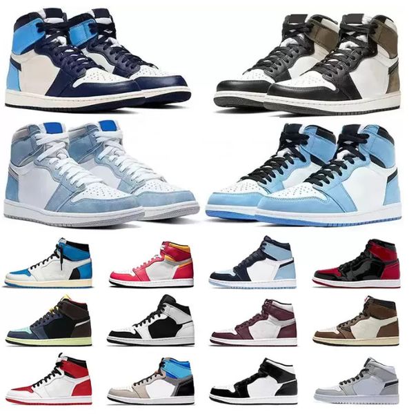 

new jumpman 1 1s og high basketball shoes pine green black court purple royal bred toe nc obsidian unc game sneakers trainers