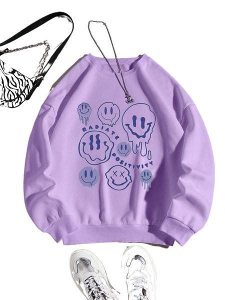

cartoon and letter graphic thermal lined sweatshirt 32gs#, Black