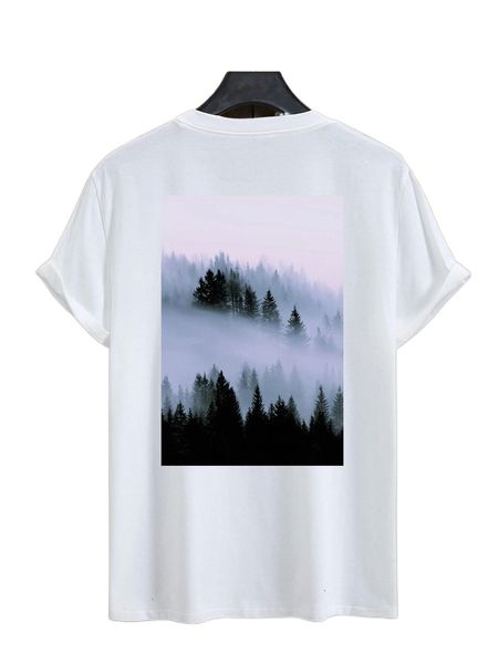 

men forest print tee k5e7#, White;black