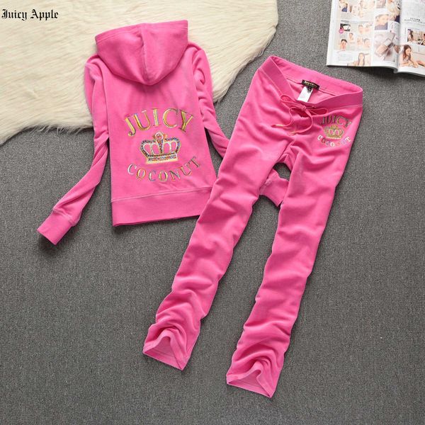 

juicy apple tracksuit women spring/fall 2022 casual velvet fabric velour suit woman fitness suits hoodies and pants sportswear, Gray