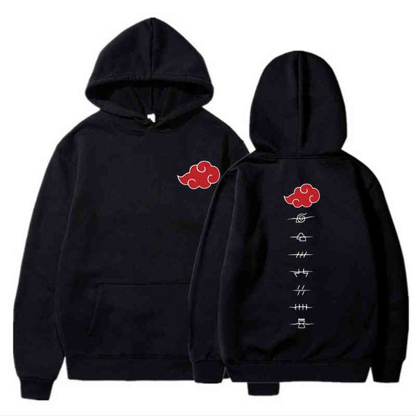 Japan Anime Akatsuki Cloud Simboli Stampa Felpe con cappuccio Streetwear Felpa con cappuccio Uomo Donna Felpa oversize Pullover Felpa con cappuccio 691