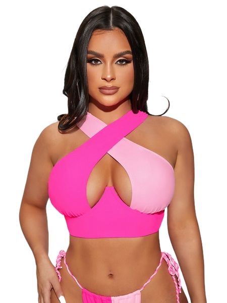 

colorblock cut-out underwire bikini k5kj#, White;black