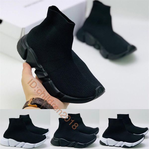 

speed trainer kids shoes for boys girls socks shoes 2020 luxury triple black white brand toddler baby shoes casual trainers size 2232k, Black;red