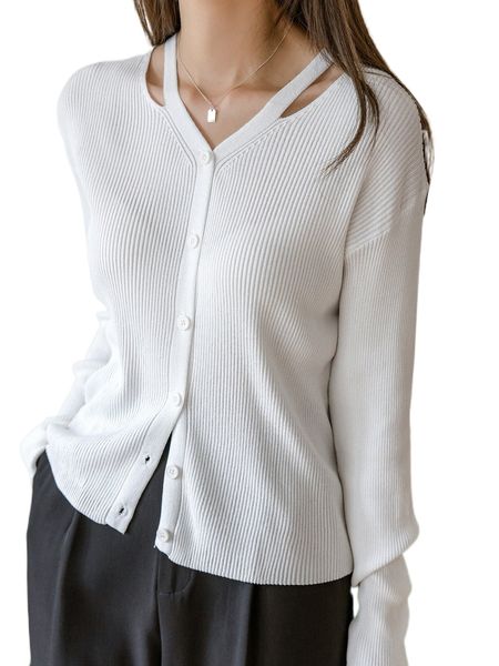 

dazy cut out drop shoulder cardigan z90f#, White;black