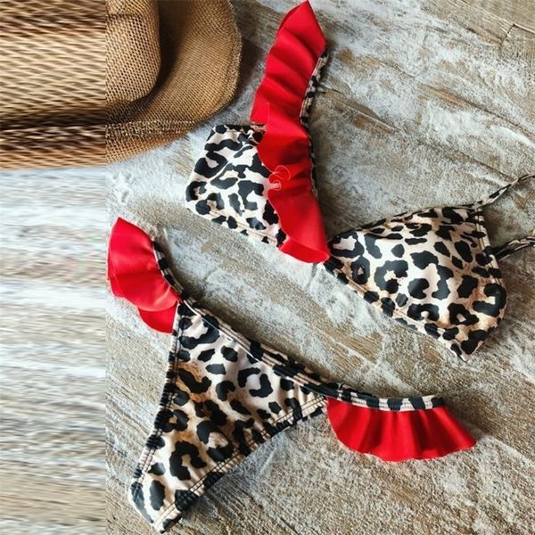 

high waist bikinis mujer red leopard thong brazilian bikini push up swimwear bathing suit women swimsuit monokini 210305, White;black