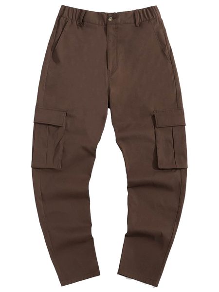 

men flap pocket side cargo pants o1oa#, Black