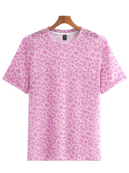 

romwe guys leopard print tee m56l#, White;black