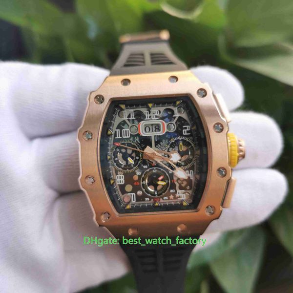 

selling watches 50mm x 44mm rm11-03 skeleton flyback 18k rose gold sapphire glass transparent mechanical automatic mens watch men's wri, Slivery;brown