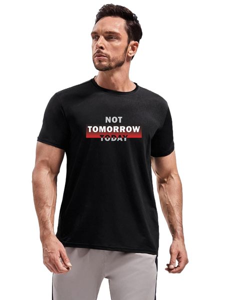 

men slogan graphic sports tee d4vs#, White;black