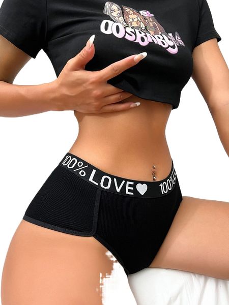 

letter tape panty a6rf#, Black;red