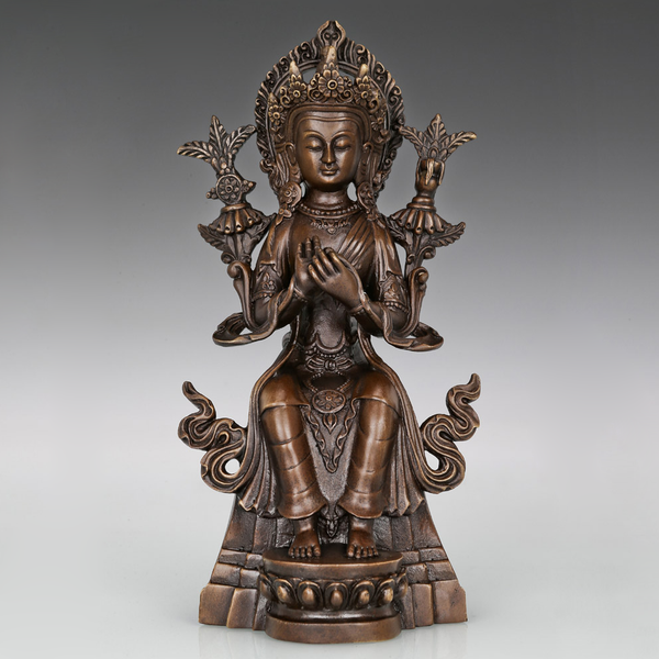

bronze maitreya buddha statue sculpture buddhism collectible figurine art classy decoration, Silver