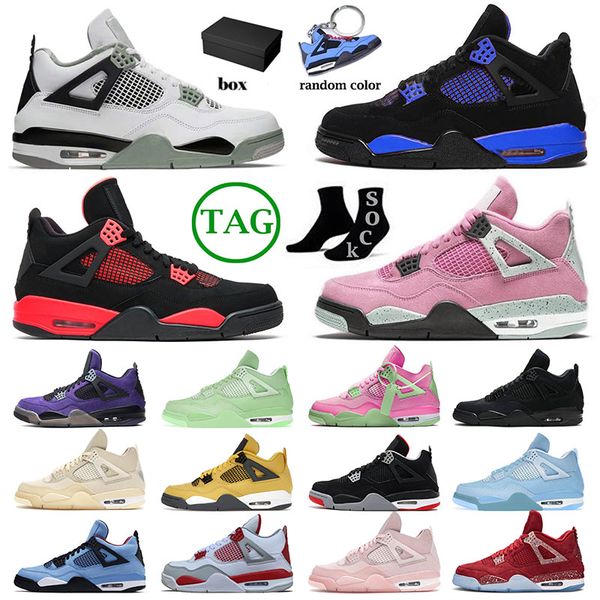 

with box jumpman 4 4s iv designer j4 basketball shoes for mens womens sb bred sail pink blue thunder military black cats seafoam saports sne