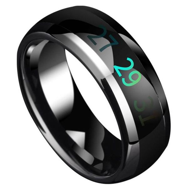 

stainless steel smart ring temperature rings intelligent temperature sensing titaniumsteel couplesring, Silver