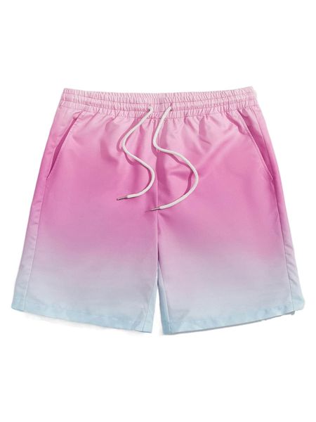 

men ombre drawstring waist shorts i1fc#, White;black