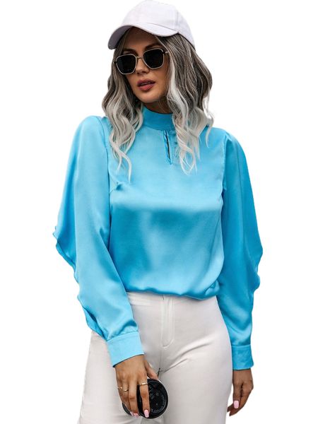 

mock neck cut out sleeve blouse m7co#, White