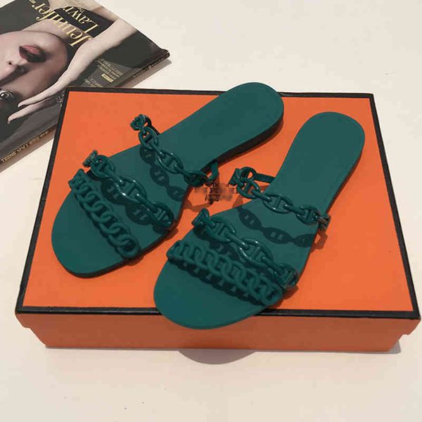 

slippers summer fashion pig nose chain jelly shoes women's flat bottoms wear plastic sandals and versatile anti-skid beach e2kq, Black