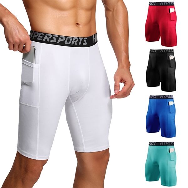 Mens Gym Wear Fitness Eğitim Şortları Cep Erkekler Kuru Çalışma Koşu Sıkıştırma Sıkı Spor Kısa Pantolon Erkek Egzersiz 220518