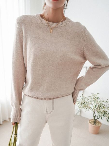 

dazy solid crew neck sweater 18xl#, White;black