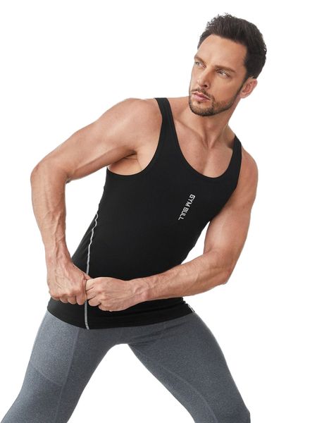 

men letter graphic stitching sports tank k2yd#, White;black