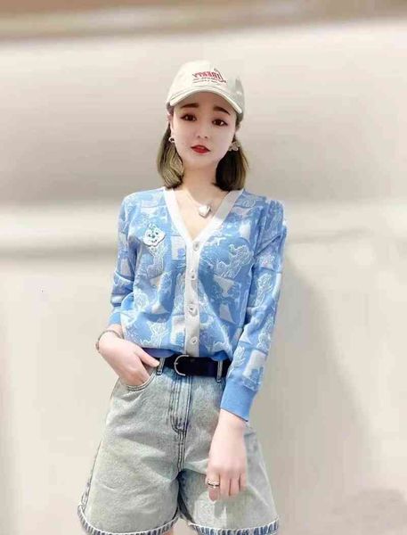 

women's sweaters spring and summer sweet style v-neck design sense lovely cartoon embroidery single breasted needle coat femal, White;black