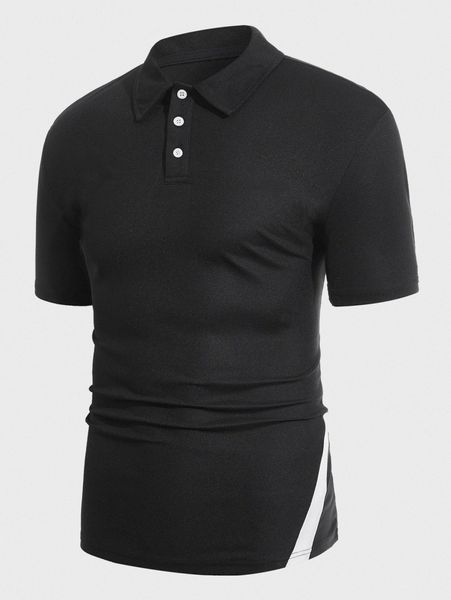 

men contrast panel polo shirt a0wz#, White;black