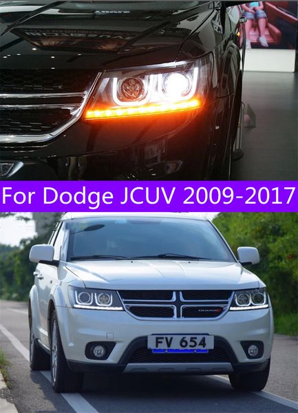 Lâmpada de cabeça automática para dodge jcuv 20 08-20 19 viagem led faróis de nevoeiro piscando sinal de volta h7 bi xenon lâmpada luz de circulação diurna