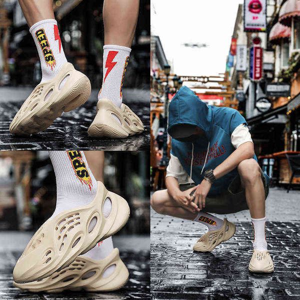 

2022 fashion summer womans slippers new male sandals solid color casual home slipper coupl non-slip hole sho plus size 36-45 wholesale, Black